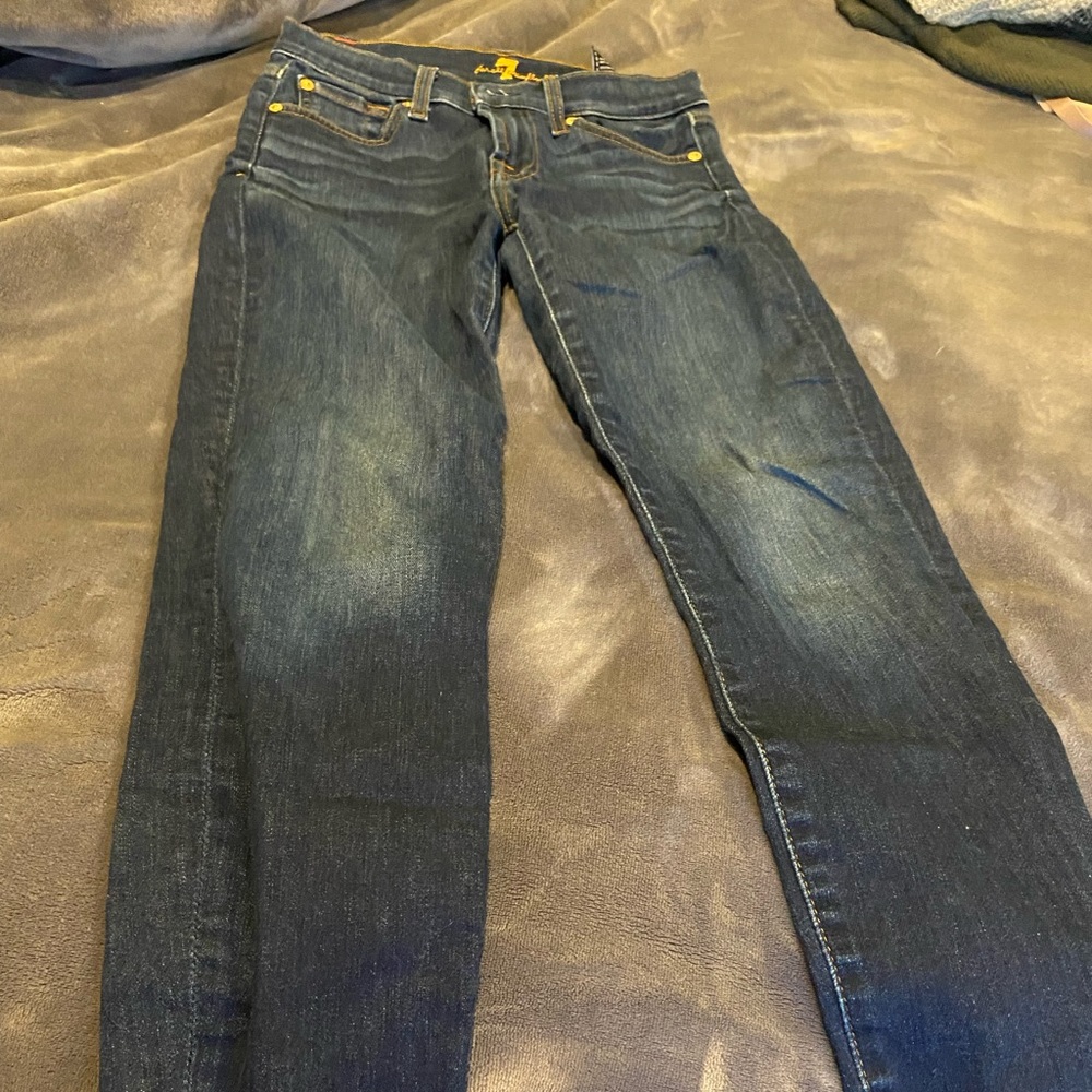 7 for Mankind frayed ankle skinny jean 25